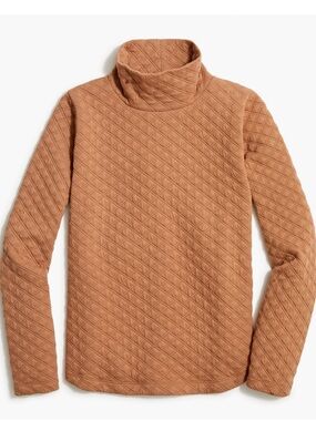 J Crew Womens Brown Quilted Mockneck Pullover Sweater, Size Medium